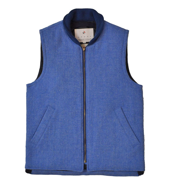 アルブル 【arbre】 ハリスツイード ダウンベスト HARRIS TWEED DOWN VEST BLUE