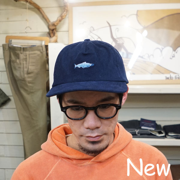 モラスク MOLLUSK コーデュロイ 刺繍 キャップ 5P EMB CORDUROY CAP Salmon Navy